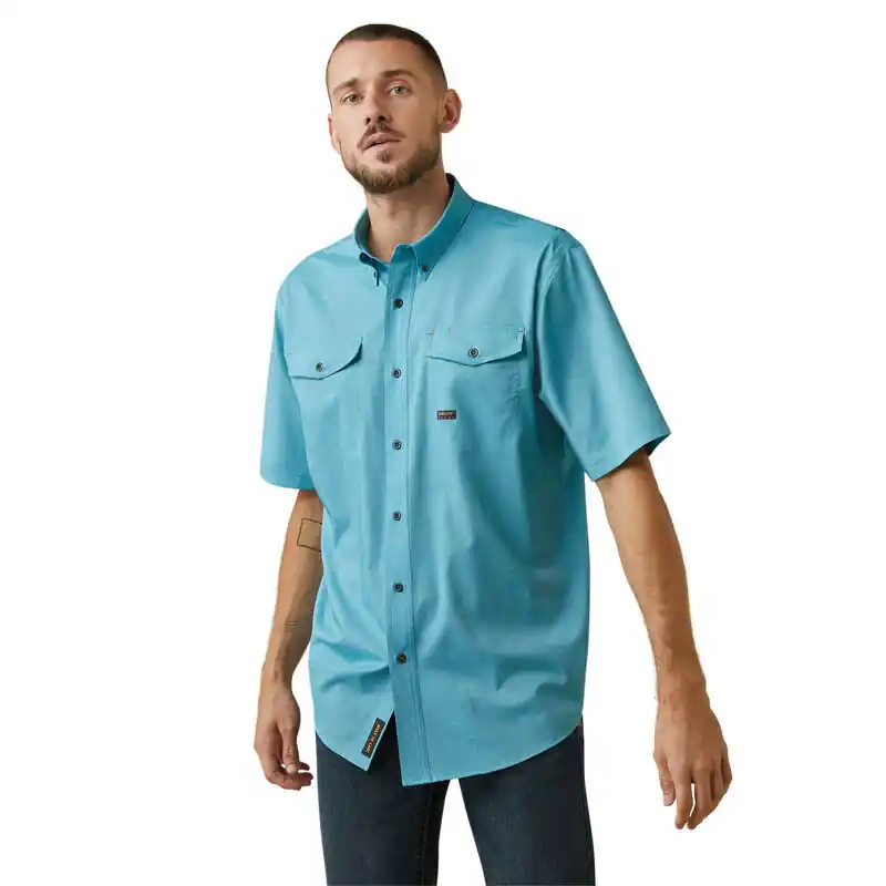 Rebar Tough Ventek Work Shirt in Caribbean Sea Heather by Ariat