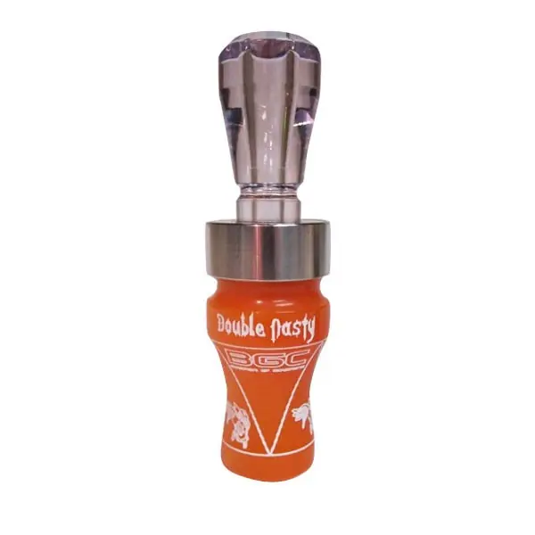 Clear and Orange Pearl Double Nasty 3 Duck Call by Buck Gardner