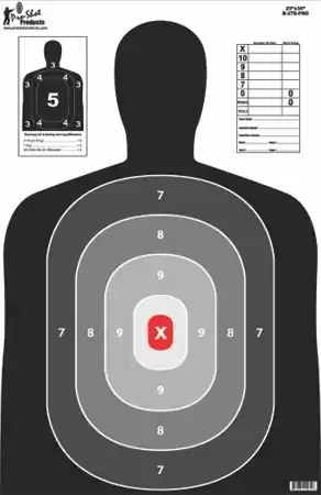23" x 35" B27 Silhouette 5 pack Targets with Red Center by Pro-Shot