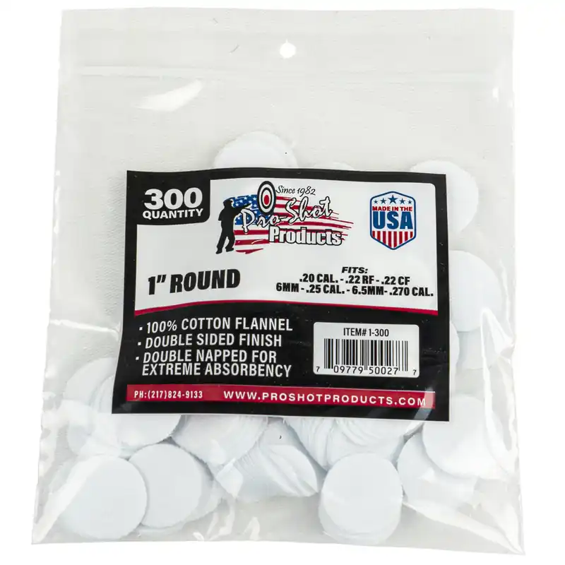 1 Inch 22-270 Caliber Round Cleaning Patches by Pro Shot