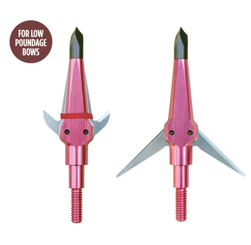 100gr 1.5 Inch Cut 2 Blade Broadhead for Low Poundage in Pink by Swhacker