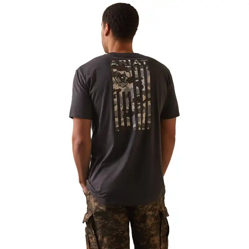 Tonal Camo Flag Short Sleeve Tee Shirt in Charcoal by Ariat