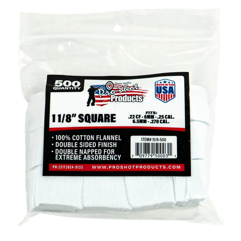 1-1/8 Inch 22-270 Caliber Square Cleaning Patches by Pro Shot