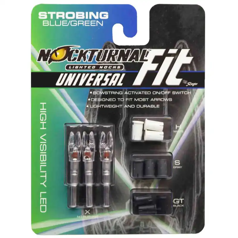 3 Pack Blue & Green Strobing FIT Universal Size Lighted Nocks by Nockturnal