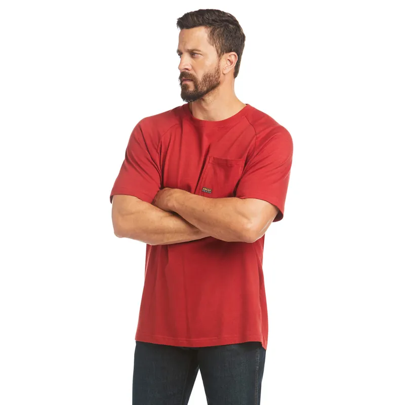 Rebar Cotton Strong Tee Shirt in Rio Red by Ariat