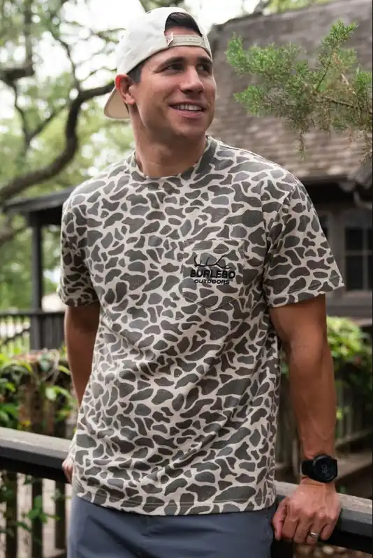 Classic Deer Camo Short Sleeve Tee Shirt by Burlebo