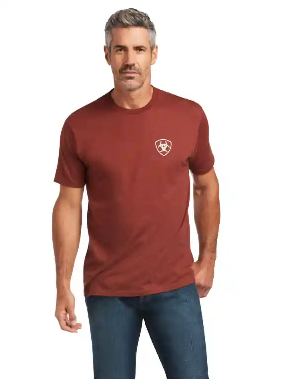 Farm Short Sleeve Tee Shirt in Rust Heather by Ariat