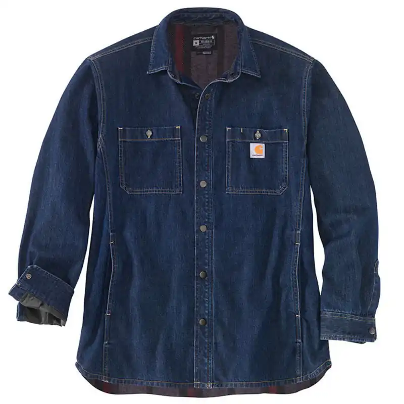 Relaxed Fit Denim Fleece Lined Snap Shirt Jacket by Carhartt