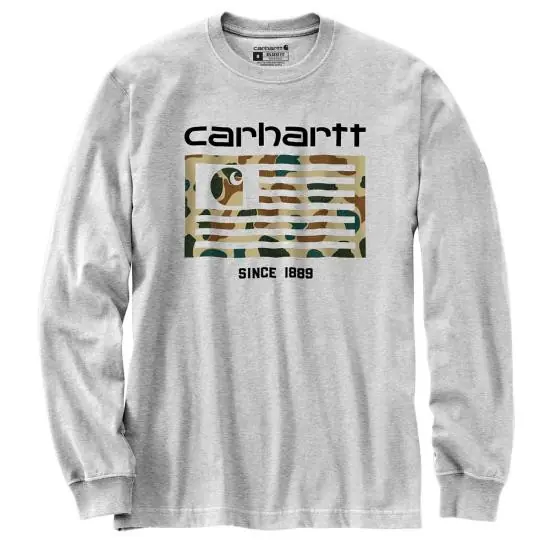 Relaxed Fit Midweight Long Sleeve Camo Flag Graphic Tee Shirt by Carhartt