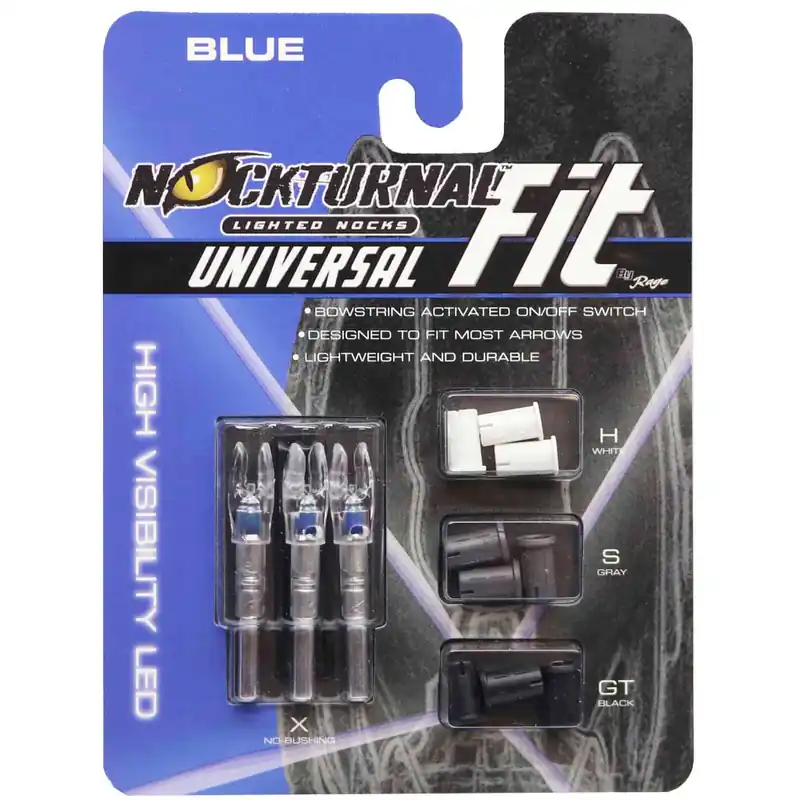 3 Pack Blue FIT Universal Size Lighted Nocks by Nockturnal