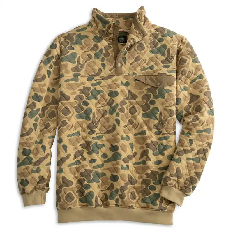 Hermitage 1/4 Snap Pullover Jacket in Old School Camo Brown by Heybo