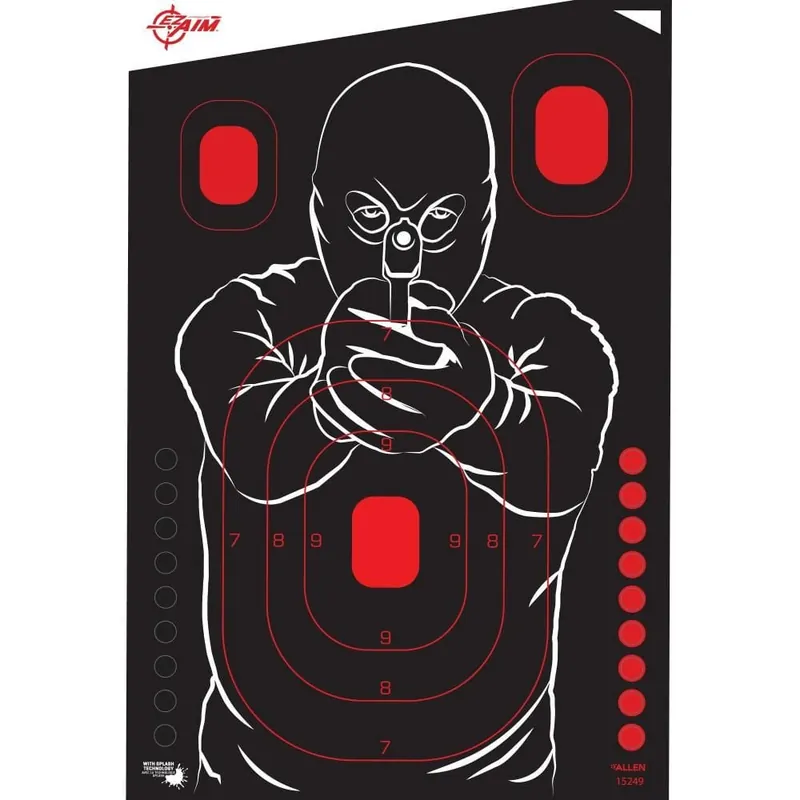 EZ Aim Splash Reactive Paper Shooting Target Bad Guy Silhouette, 12"x18"