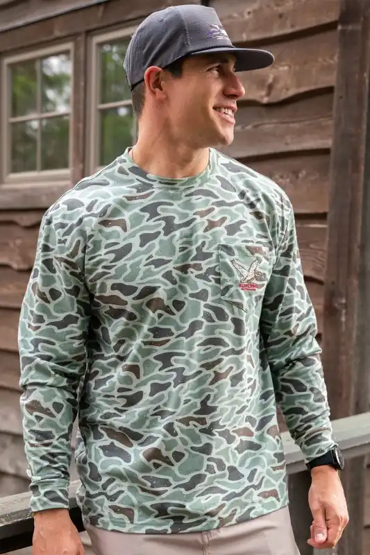 Retro Duck Camo Long Sleeve Tee Shirt by Burlebo