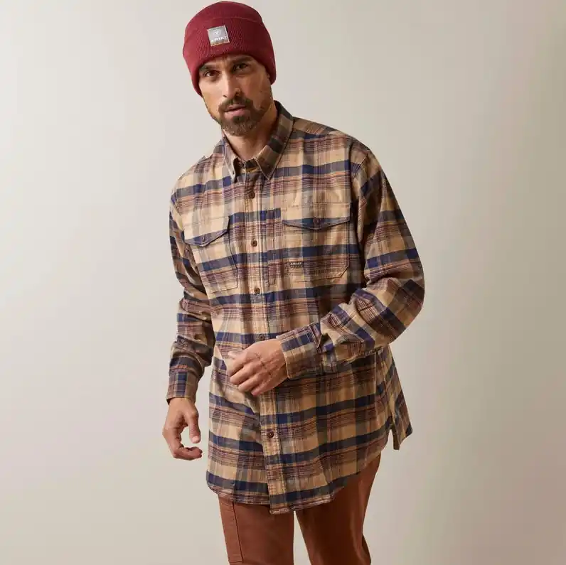 Rebar Flannel Distressed Long Sleeve Shirt by Ariat