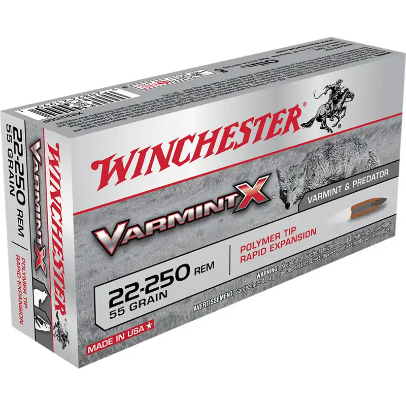 Winchester Varmint X 3,700 fps 22-250 Remington 55 Grain Extreme Point Polymer Tip Rifle Ammunition