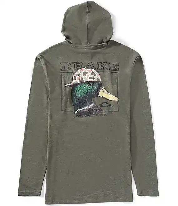 Men‘s Mallard Cap Graphic Hooded Long Sleeve Shirt by Drake