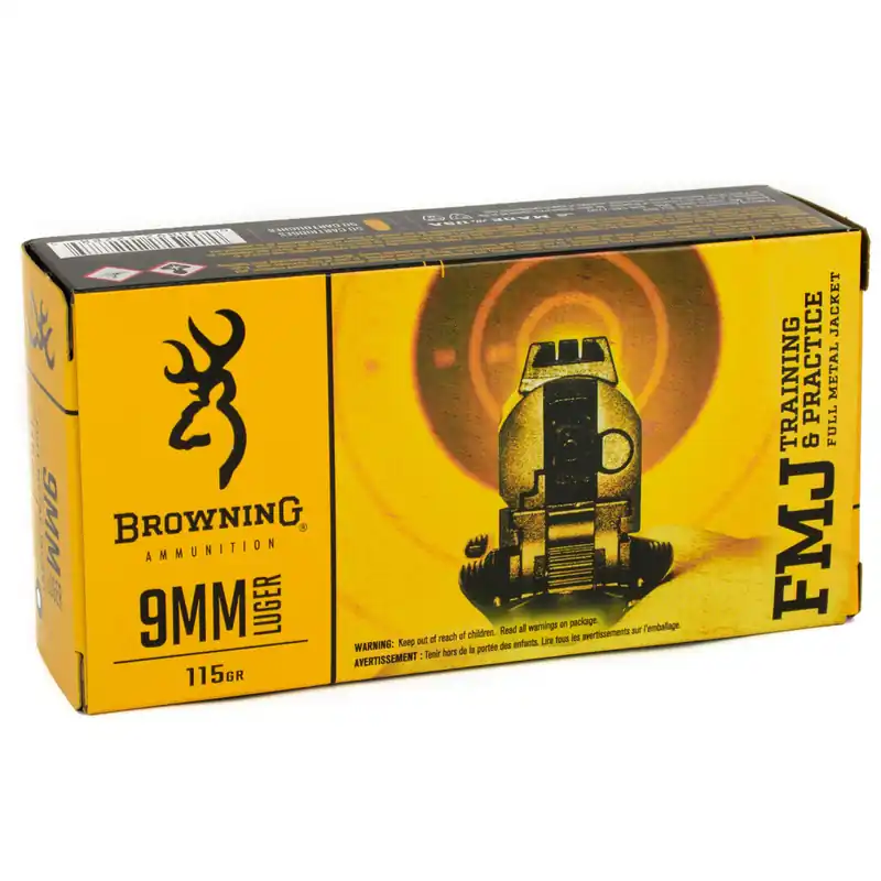 Browning Training & Practice 1,190 fps 9mm Luger 115 Grain Full Metal Jacket Handgun Ammunition