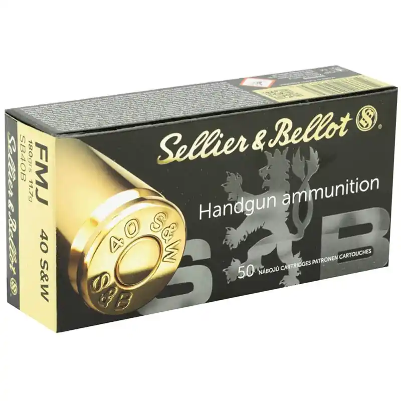 Sellier & Bellot 968 fps 40 Smith & Wesson 180 Grain Full Metal Jacket Handgun Ammunition