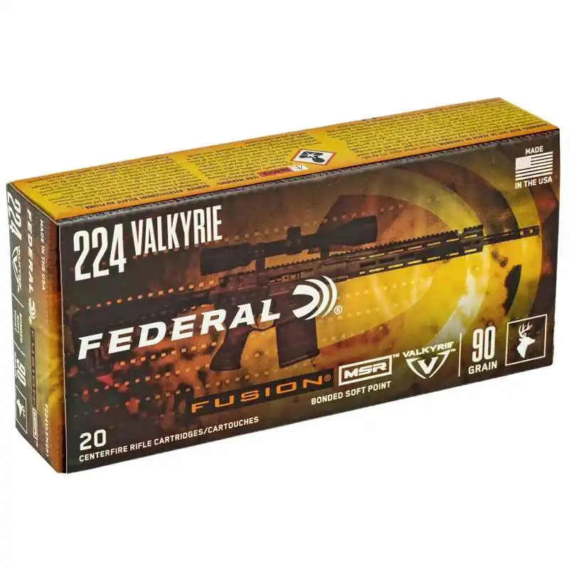 Federal Fusion MSR 2,700 fps 224 Valkyrie 90 Grain Bonded Soft Point Rifle Ammunition