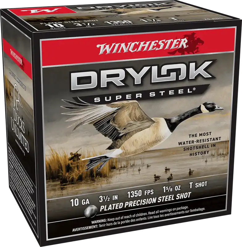 Winchester Drylok Super Steel 1450fps 10 Gauge 3-1/2 Inch 1-5/8oz T Shot Waterfowl Shotgun Ammunition
