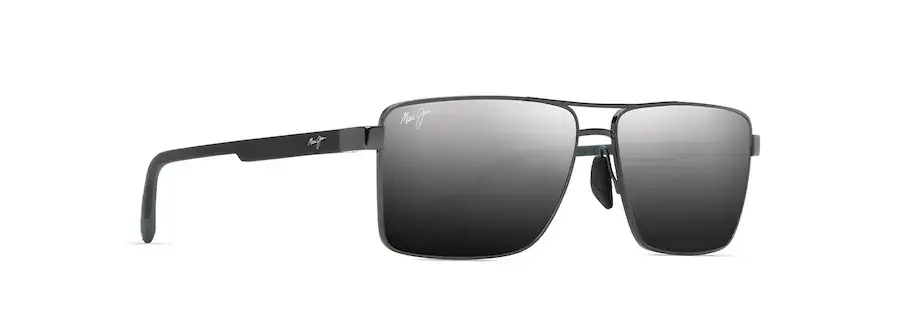 Piha Polarized Sunglasses with Shiny Gunmetel Black Frames and Dual Mirror Silver to Black Lenses by Maui Jim