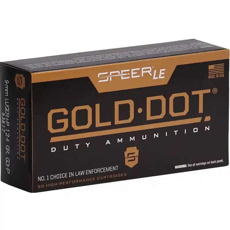 Speer Gold Dot LE 1,220 fps 9mm Luger 124 Grain Jacketed Hollow Point Handgun Ammunition