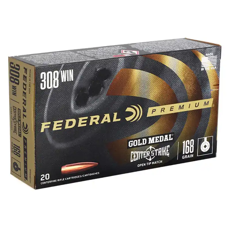 Federal Premium 2,650 fps 308 168 Grain Open Tip Match Gold Medal Rifle Ammunition