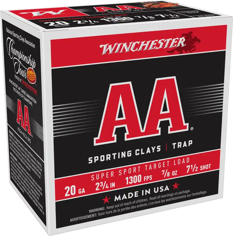 Winchester AA 1300fps 20ga 2-3/4" 7/8oz 7.5 Shot Shotgun Ammunition