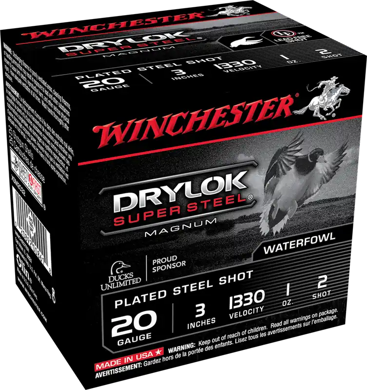 Winchester Drylok 20 Gauge 3" 1oz 2 Steel Shot Shotgun Ammunition