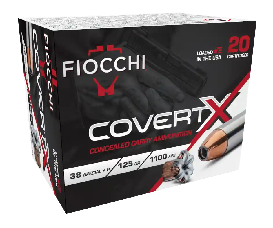 Fiocchi Covert X 1,100 fps 38 Special +P 125 Grain Jacketed Hollow Point Handgun Ammunition