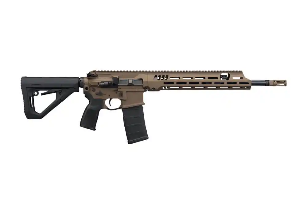 SIG516 G3 5.56 Semi Auto Rifle with 16 Threaded Barrel and Flash Hider Compensator in Bronze Cerakote Finish by SigSauer