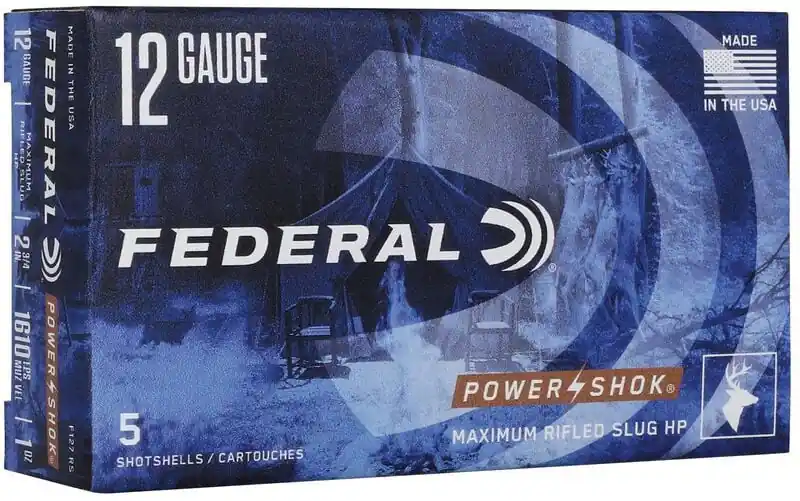 Federal Power-Shok Rifled Slug 1,610 fps 12 Gauge 2-3/4" 438 Grain Lead Shot Shotgun Ammunition