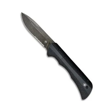 Auto Assisted Folding Drop Point Blade in Black D4 by Templar