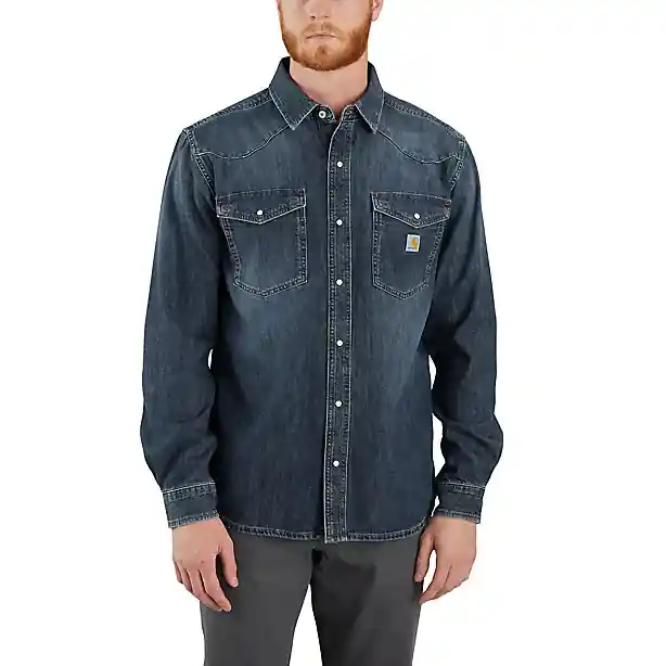 Men‘s Montana Relaxed Fit Midweight Denim Long Sleeve Snap Front Shirt by Carhartt