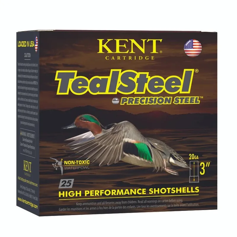 KENT TealSteel Precision Steel 1,250 fps 20 Gauge 3" 1 oz. 6 Steel Shot Shotgun Ammunition