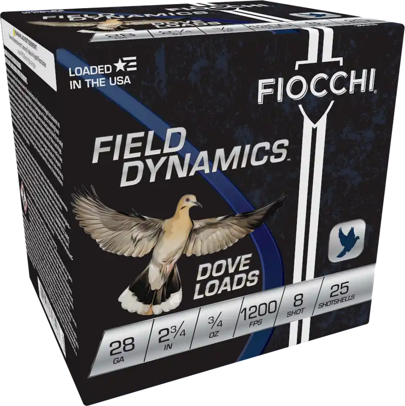 Fiocchi Field Dynamics 1,200fps 28 Gauge 2-3/4" 3/4 oz 8 Lead Shot Shotgun Ammunition