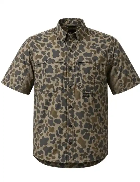 Men‘s Olive Camo Short Sleeve Polo Shirt by Prairie Oaks