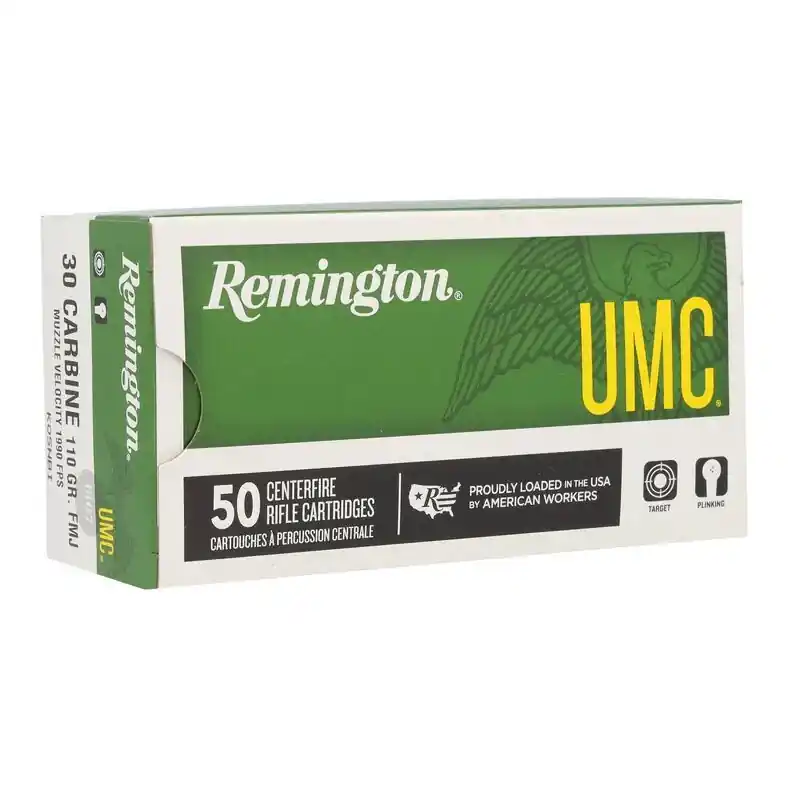 Remington UMC Centerfire 1,990 fps 30 Carbine 110 Grain Full Metal Jacket Rifle Ammunition