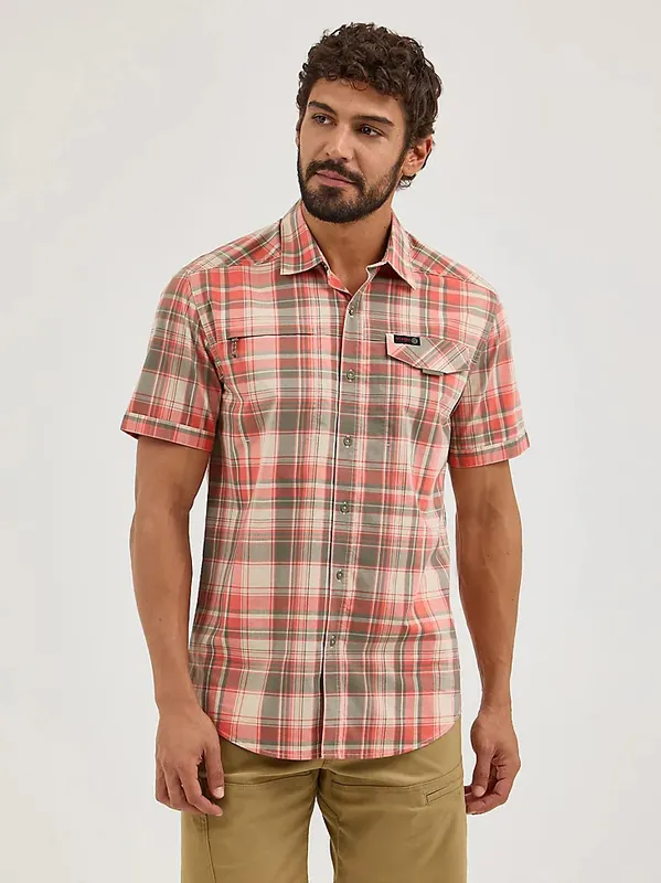 Cedar Zip Pocket Short Sleeve Plaid Shirt by Wrangler