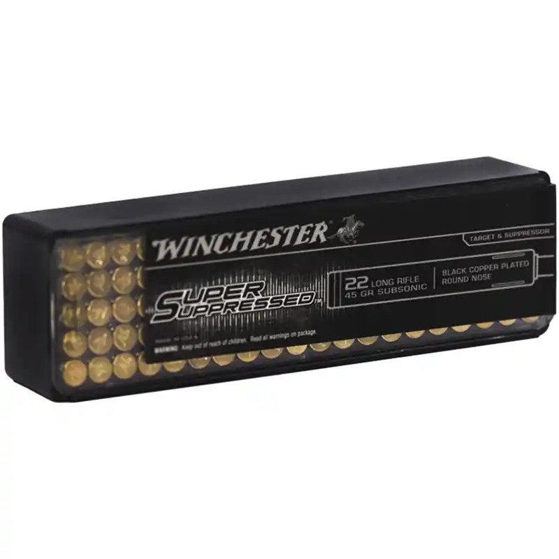 Winchester Super Suppressed 1,090 fps 22 Long Rifle 45 Grain Subsonic Round Nose Rifle Ammunition