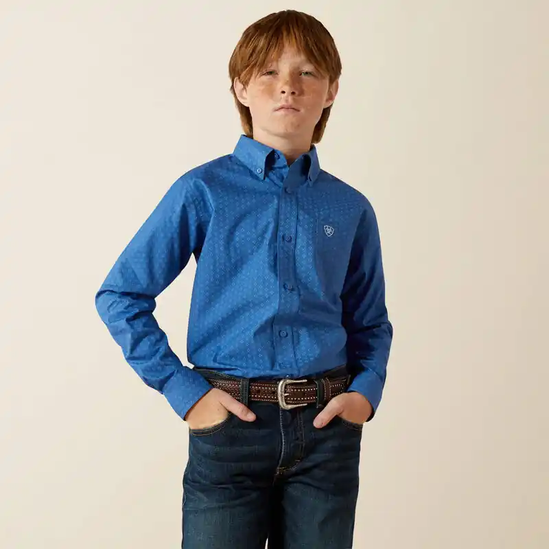 Youth Stratford Long Sleeve Shirt in Blue by Ariat