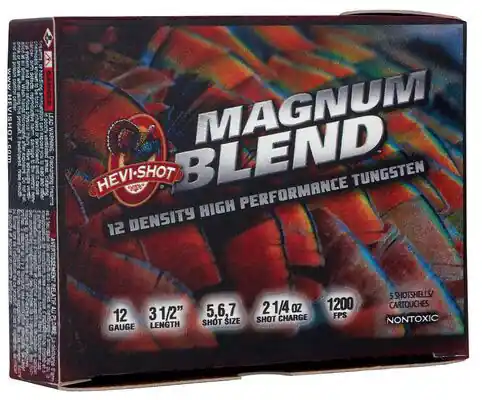 Hevi-Shot Magnum Blend TSS 1200fps 12ga 3-1/2" 2-1/4oz 5,6,7 Blended Shot Turkey Hunting Shotgun Ammunition