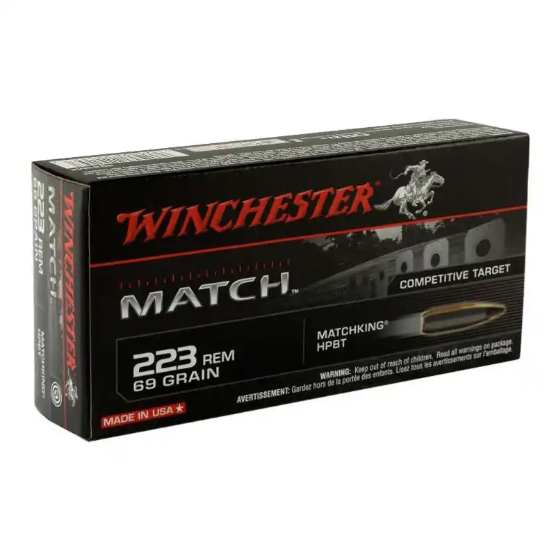 Winchester Match 3,000 fps 223 Remington 69 Grain Hollow Point Boat Tail Rifle Ammunition