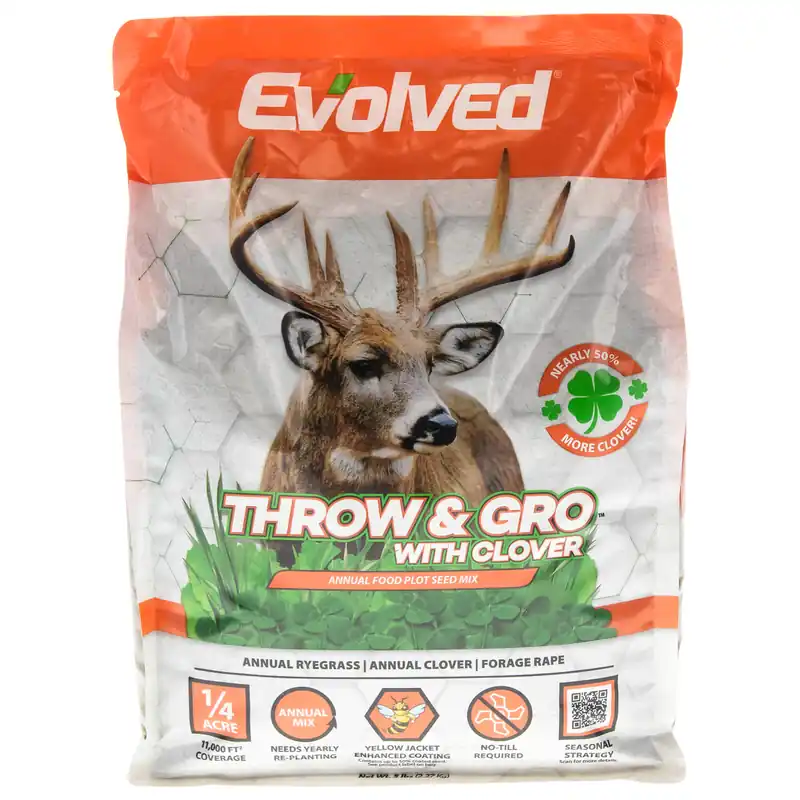 5lb Throw & Gro with Clovers Food Plot Seed Bag by Evolved