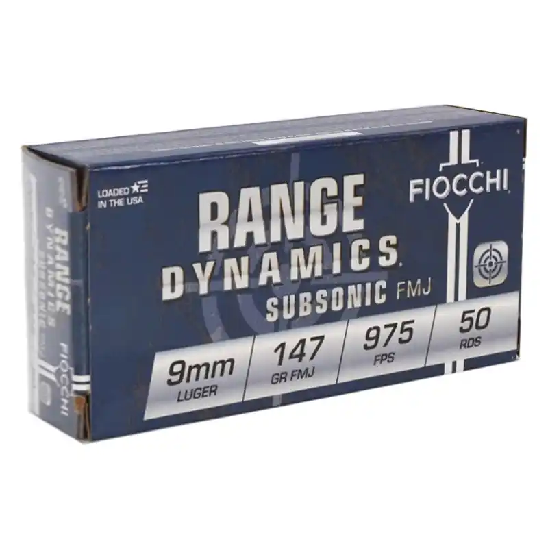 Fiocchi Range Dynamics 975 fps 9mm Luger 147 Grain Full Metal Jacket Handgun Ammunition