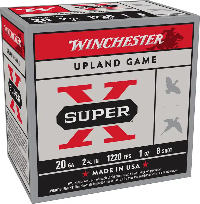 Winchester Super-X 1,220 fps 20 Gauge 2-3/4" 1 oz. 8 Lead Shot Shotgun Ammunition