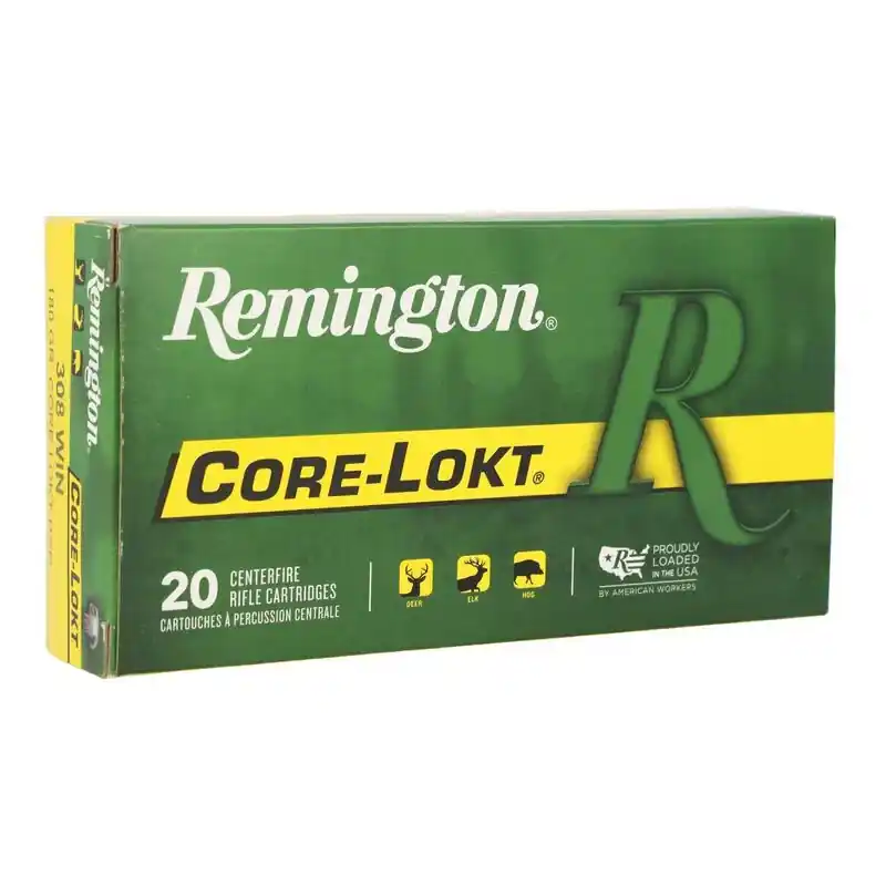 Remington Core Lokt 2,620 fps 308 Winchester 180 Grain Pointed Soft Point Rifle Ammunition