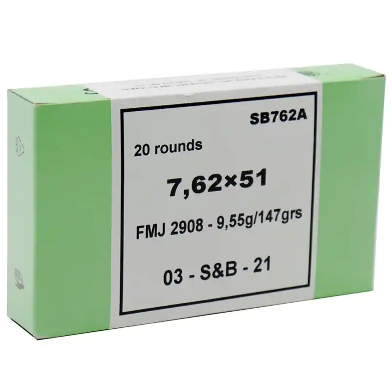 Sellier & Bellot Tactical 2,776 fps 7.62x51mm NATO 147 Grain Full Metal Jacket Rifle Ammunition