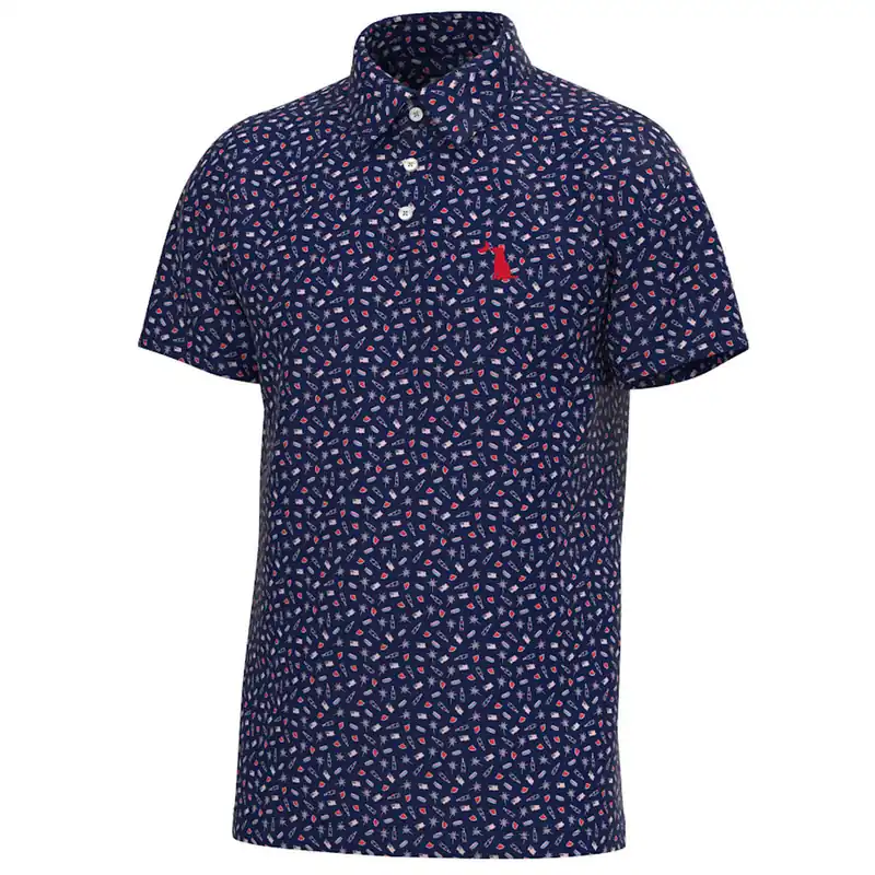Men‘s Land of Free Pattern Dirty Myrtle Polo Tee Shirt by Local Boy Outfitters