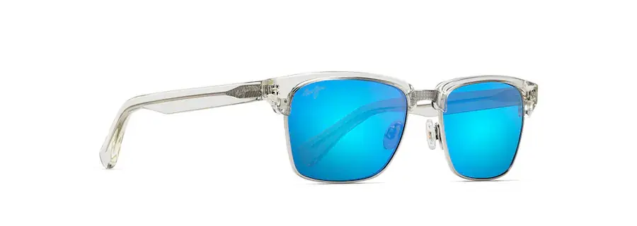 Kawika Sunglasses with Crystal Frame and Blue Hawaii Lens by Maui Jim